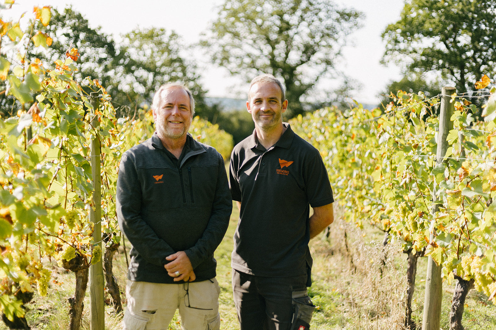 James Dodson (CEO) and Chris Buckley (Business Director) of VineWorks standing in a vineyard