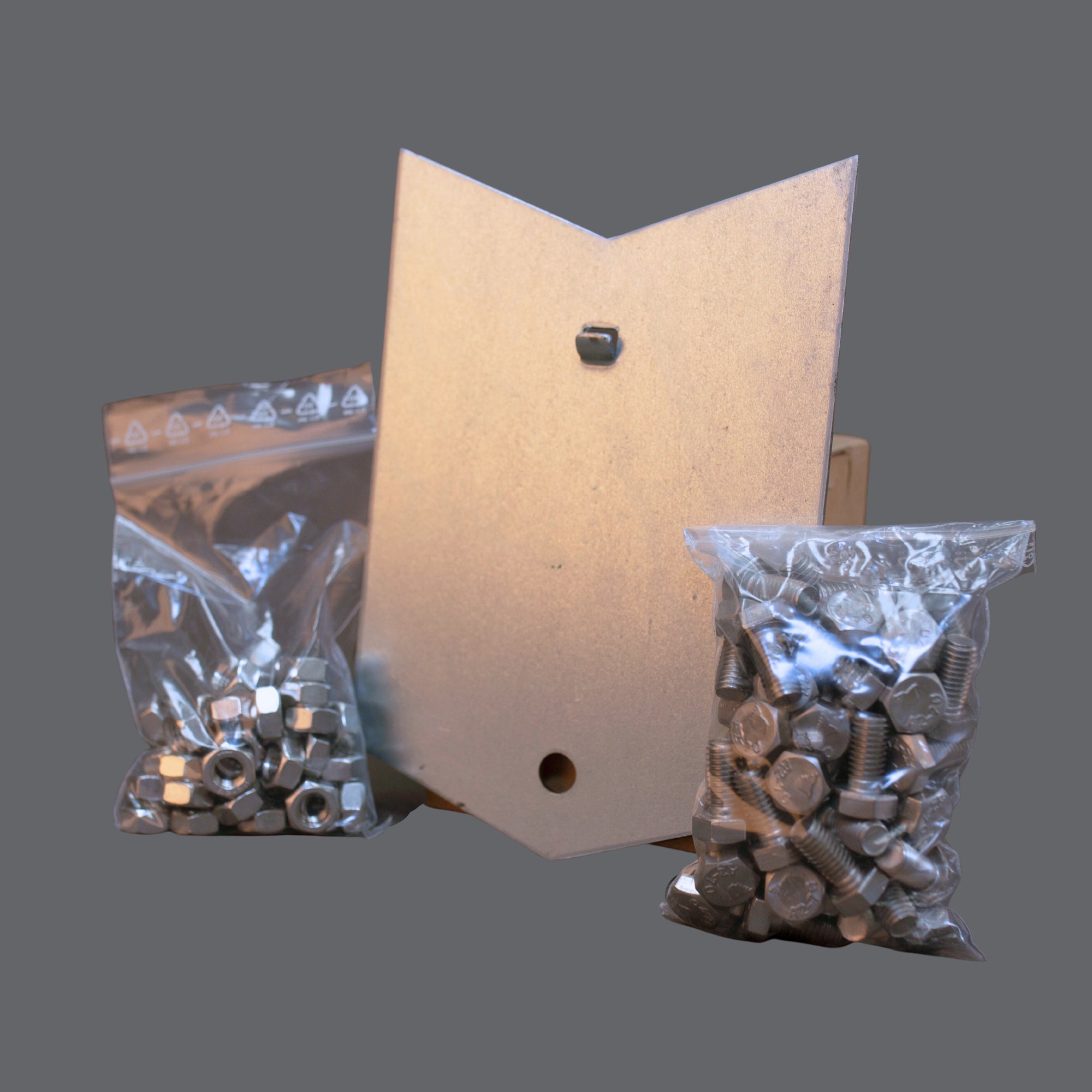 Anchor Side Plates for Intermediate Posts with Accompanying Nuts and Bolts