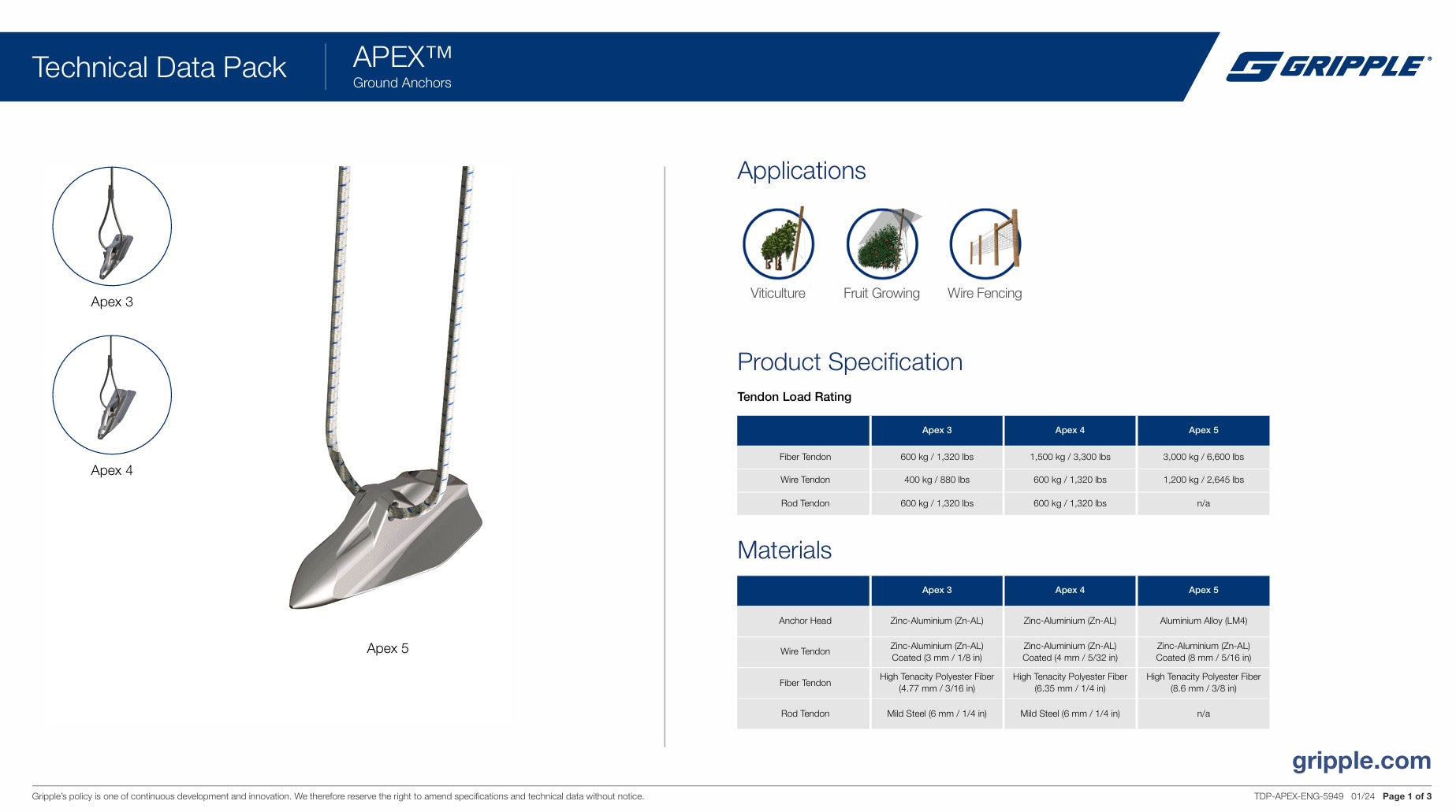 Gripple Apex™ 3 Vineyard Trellis Anchors, Box/20