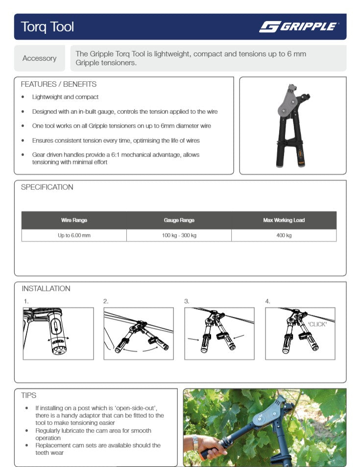 Gripple Vineyard Trellis Wire Tensioning Tool