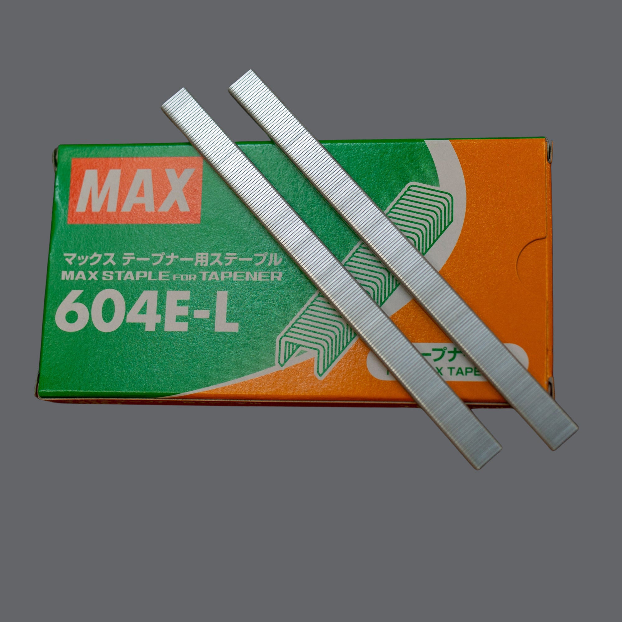 Box of Max Tapener Staples with Staples Balanced on Top